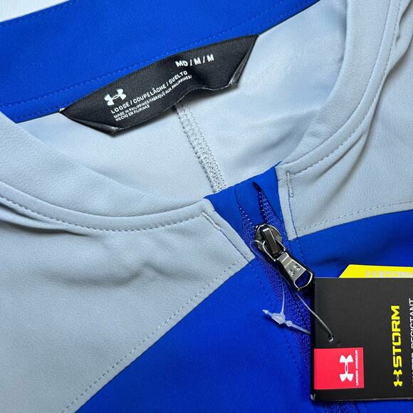 Under Armour 1/4 Zip Pullover Loose Men's Medium Blue Gray NWT Water Proof Storm - Picture 2 of 8